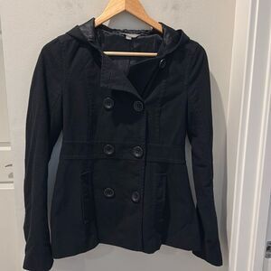 Rubbish Black Double Breasted Jacket with hoodie size Medium
